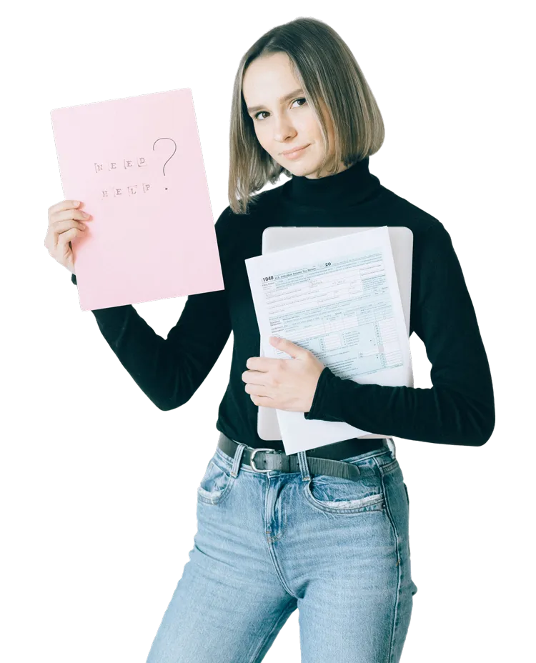 Woman Holding Forms PNG